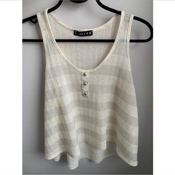✨LIMITÉ LINEN KNIT TANK TOP - SIZE: US M - CREAM/SILVER - Picture 1 of 3